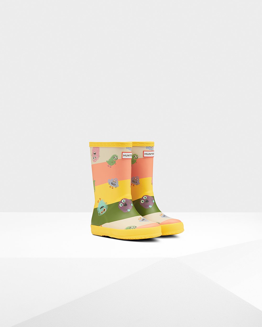 Kids Hunter Original First Classic Scribble Print | Rain Boots Yellow | NZ-50421-VLFU